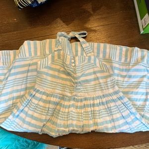 Girls blue and white striped halter dress